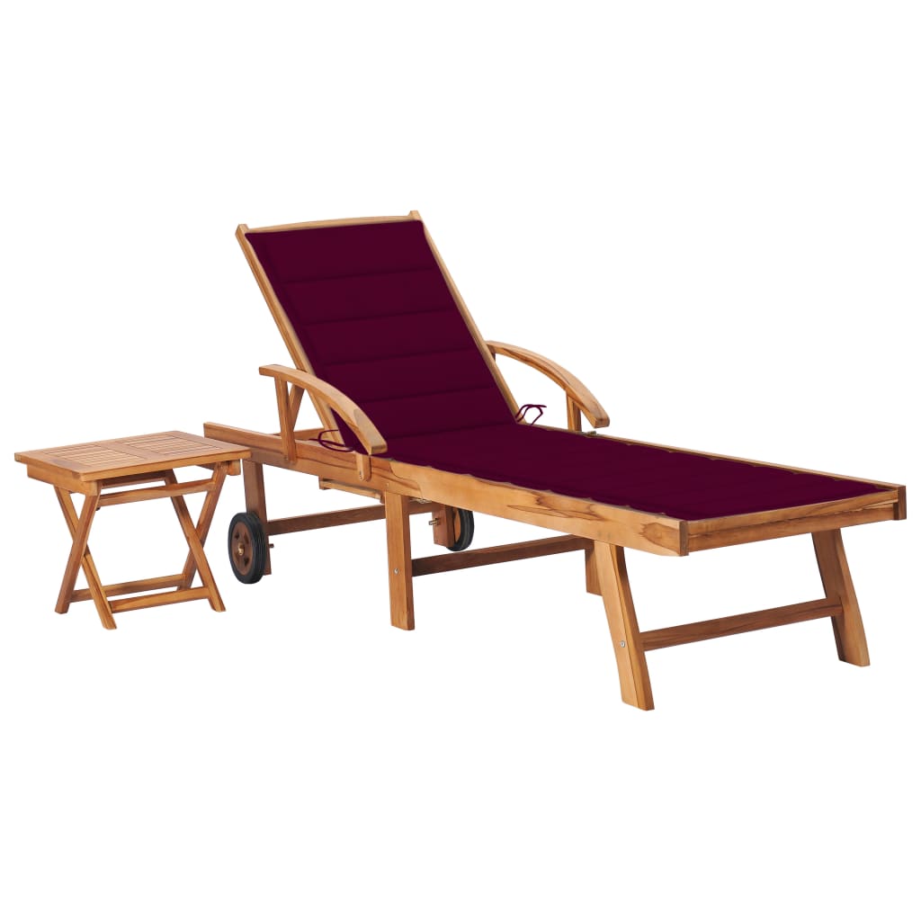 vidaXL Sun Lounger with Anthracite Cushion Solid Teak Wood