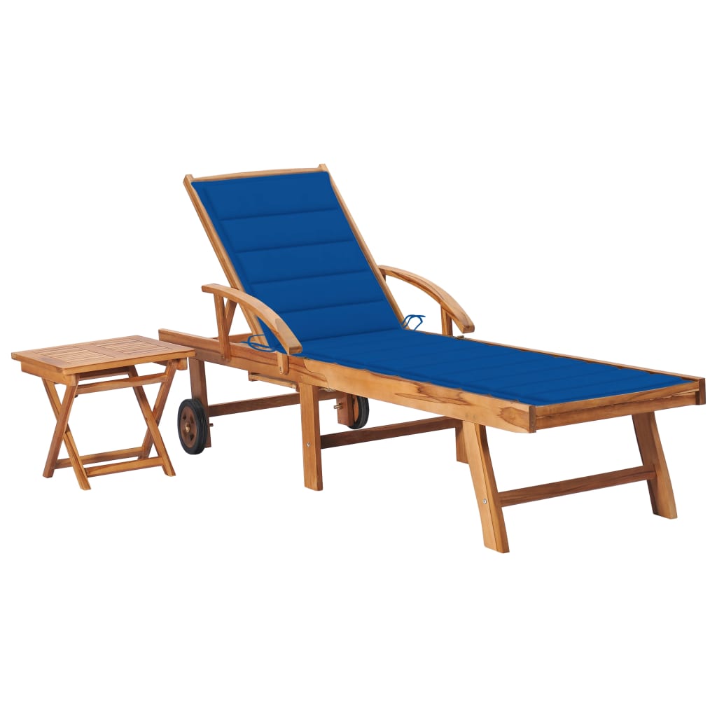 vidaXL Sun Lounger with Anthracite Cushion Solid Teak Wood