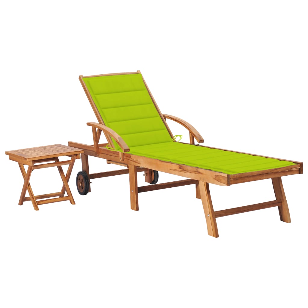 vidaXL Sun Lounger with Anthracite Cushion Solid Teak Wood