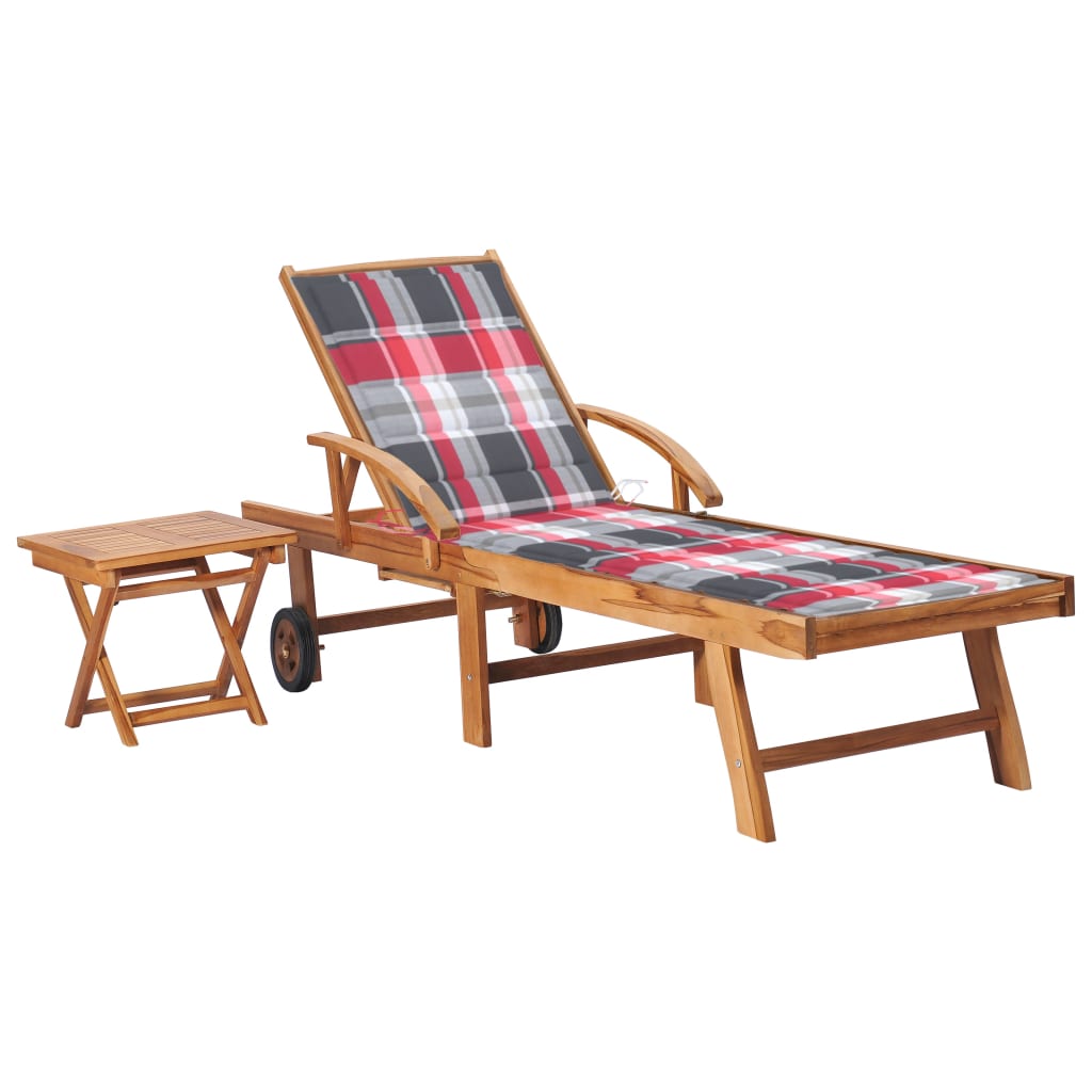 vidaXL Sun Lounger with Anthracite Cushion Solid Teak Wood