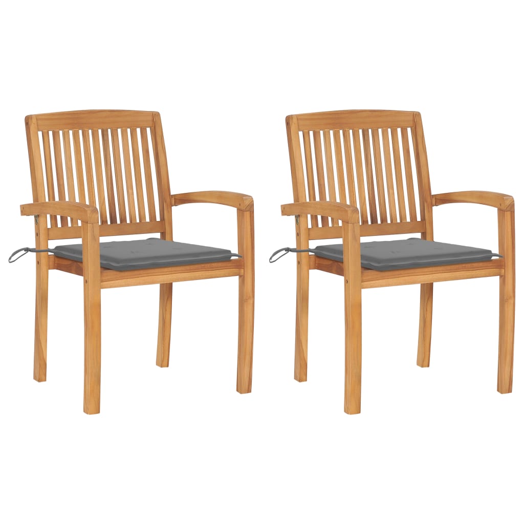 vidaXL Garden Chairs 2 pcs with Anthracite Cushions Solid Teakwood