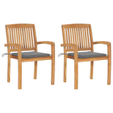 vidaXL Garden Chairs 2 pcs with Anthracite Cushions Solid Teakwood