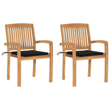 vidaXL Garden Chairs 2 pcs with Anthracite Cushions Solid Teakwood