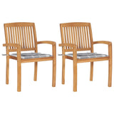vidaXL Garden Chairs 2 pcs with Anthracite Cushions Solid Teakwood