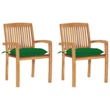 vidaXL Tuinstoelen 2 st met antracietkleurige kussens massief teakhout