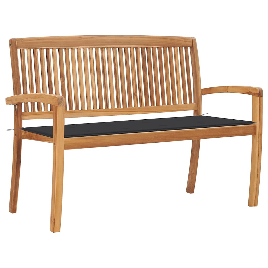 vidaXL Stackable Garden Bench with Cushion 128.5 cm Solid Teak Wood