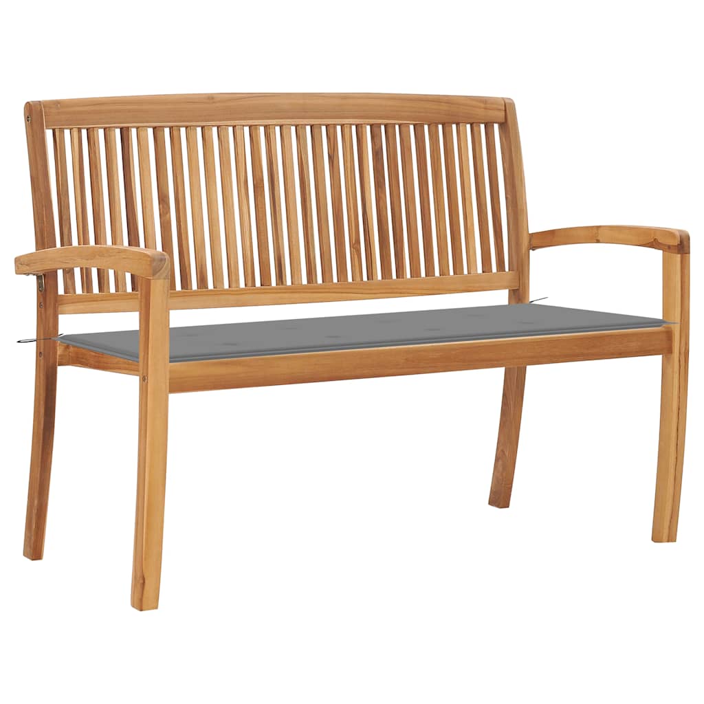 vidaXL Stackable Garden Bench with Cushion 128.5 cm Solid Teak Wood