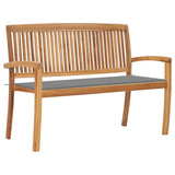 vidaXL Stackable Garden Bench with Cushion 128.5 cm Solid Teak Wood