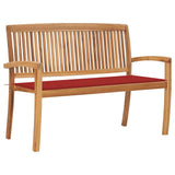 vidaXL Stackable Garden Bench with Cushion 128.5 cm Solid Teak Wood