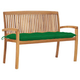 vidaXL Stackable Garden Bench with Cushion 128.5 cm Solid Teak Wood