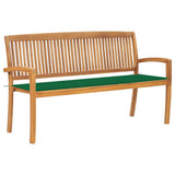 vidaXL Stackable Garden Bench with Cushion 128.5 cm Solid Teak Wood