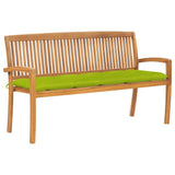 vidaXL Stackable Garden Bench with Cushion 128.5 cm Solid Teak Wood