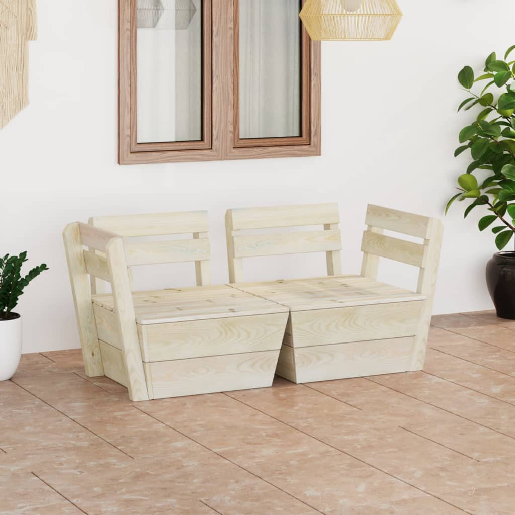 vidaXL 2-Seater Garden Bench Pallet Impregnated Pinewood