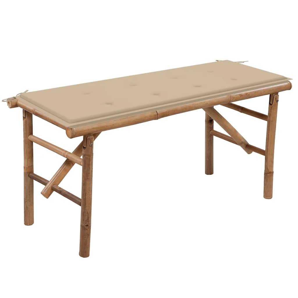 vidaXL Tuinbank inklapbaar met kussen 118 cm bamboe