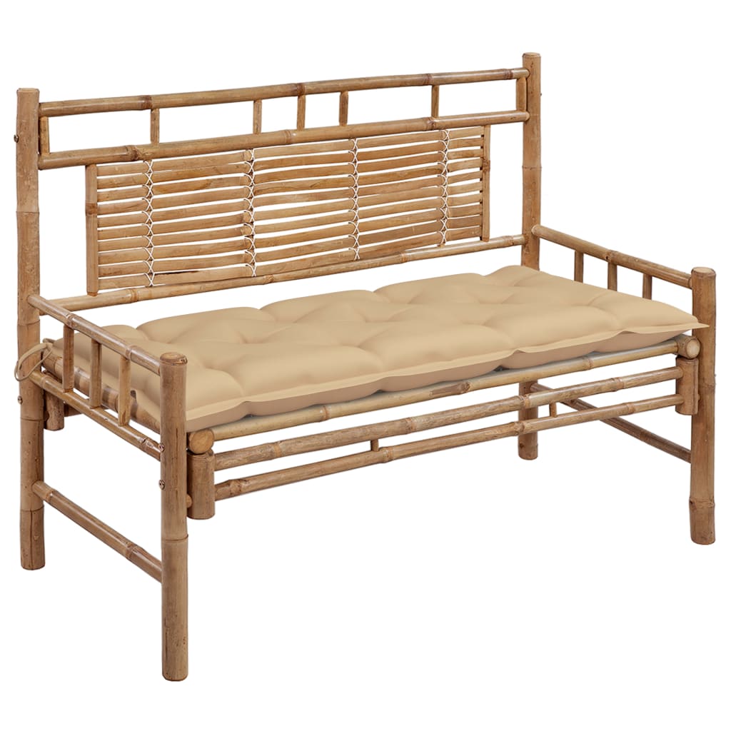vidaXL Tuinbank met kussen 120 cm bamboe