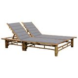 vidaXL 2-person Sun Lounger with Cushions Bamboo
