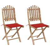 vidaXL Garden Chairs 2 pcs foldable with cushions bamboo