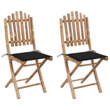 vidaXL Garden Chairs 2 pcs foldable with cushions bamboo