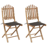 vidaXL Garden Chairs 2 pcs foldable with cushions bamboo