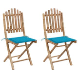 vidaXL Garden Chairs 2 pcs foldable with cushions bamboo