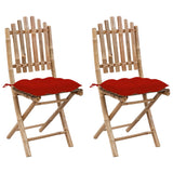 vidaXL Garden Chairs 2 pcs foldable with cushions bamboo