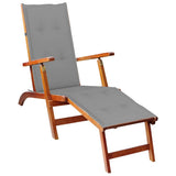 vidaXL Garden Chair with Footrest and Cushion Solid Acacia Wood