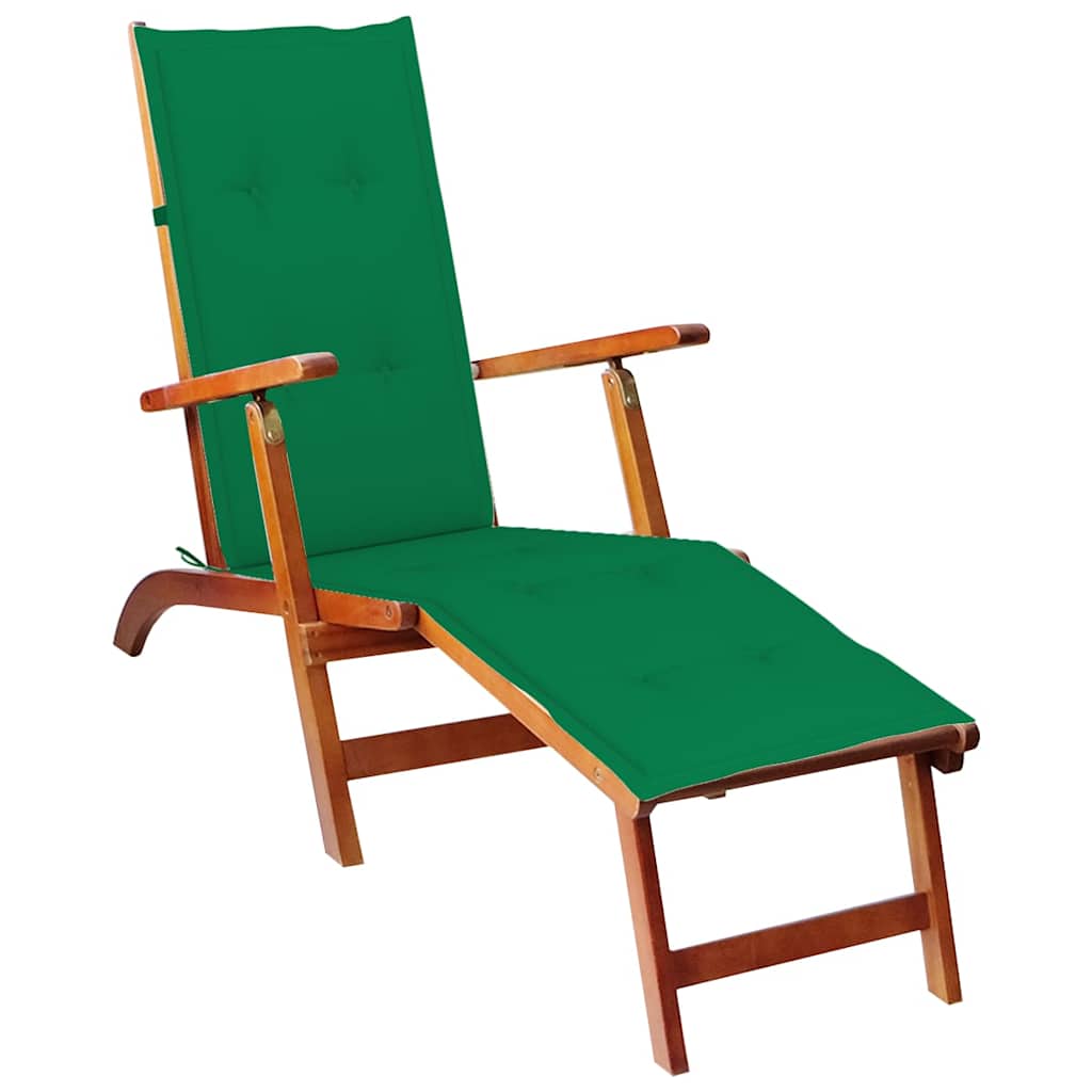 vidaXL Garden Chair with Footrest and Cushion Solid Acacia Wood