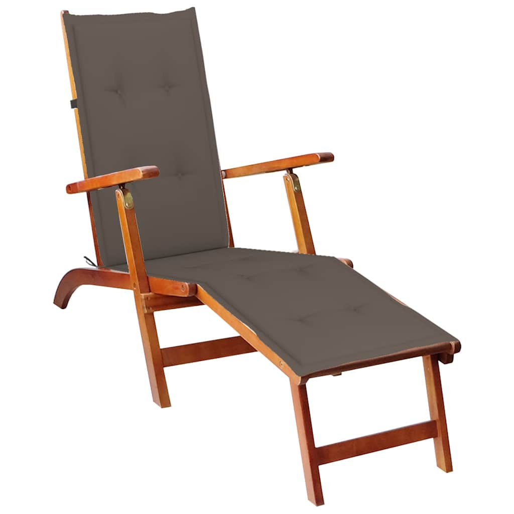 vidaXL Garden Chair with Footrest and Cushion Solid Acacia Wood