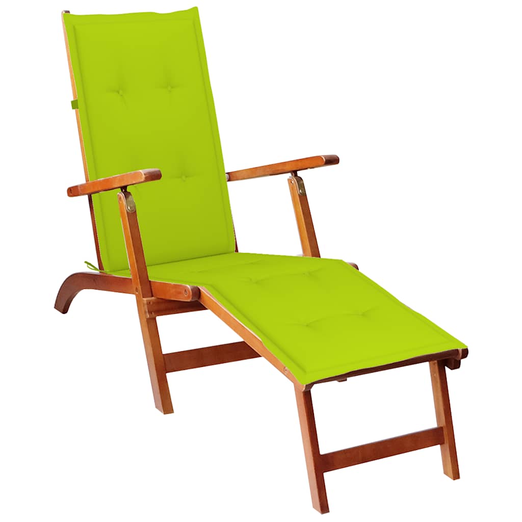 vidaXL Garden Chair with Footrest and Cushion Solid Acacia Wood