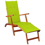 vidaXL Garden Chair with Footrest and Cushion Solid Acacia Wood