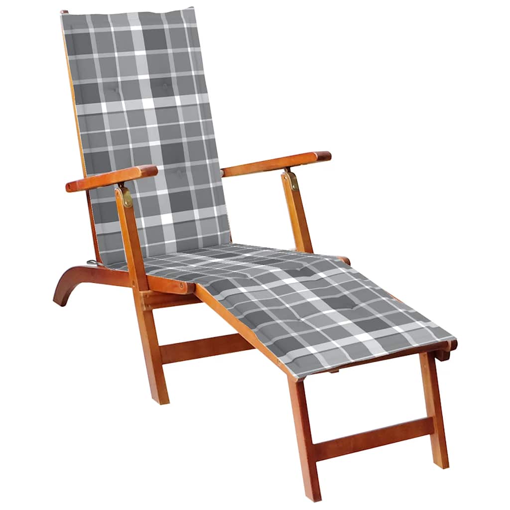 vidaXL Garden Chair with Footrest and Cushion Solid Acacia Wood