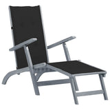 vidaXL Garden Chair with Footrest and Cushion Solid Acacia Wood