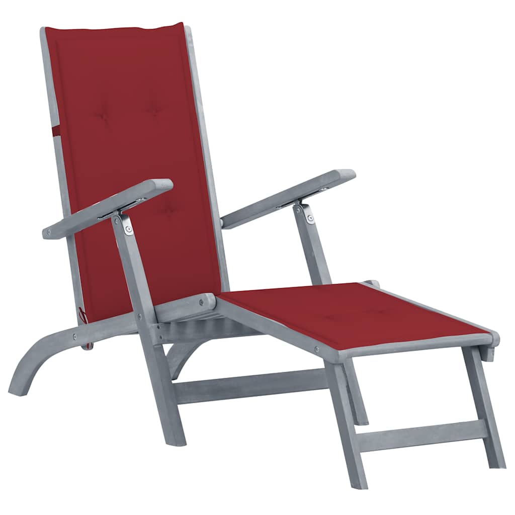 vidaXL Garden Chair with Footrest and Cushion Solid Acacia Wood