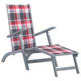 vidaXL Garden Chair with Footrest and Cushion Solid Acacia Wood