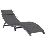 vidaXL Sun Lounger with Cushion Solid Acacia Wood Grey