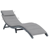vidaXL Sun Lounger with Cushion Solid Acacia Wood Grey