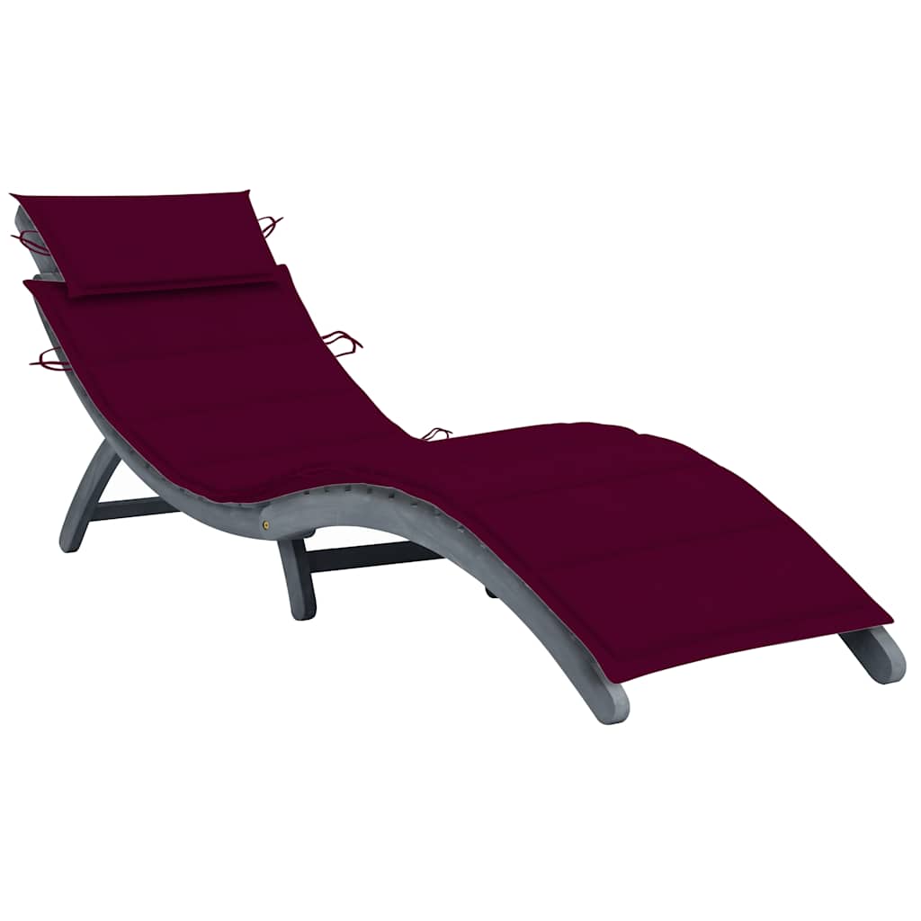 vidaXL Sun Lounger with Cushion Solid Acacia Wood Grey