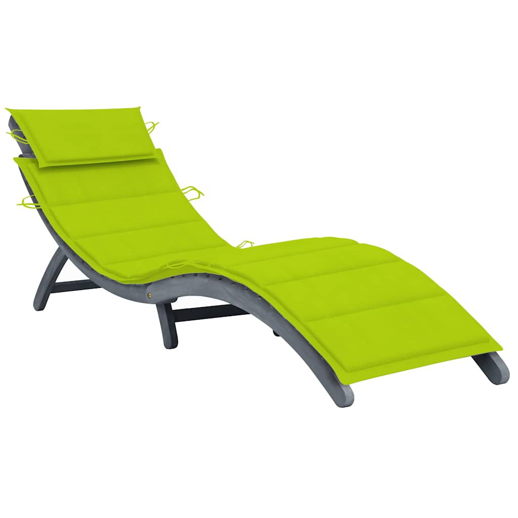 vidaXL Sun Lounger with Cushion Solid Acacia Wood Grey