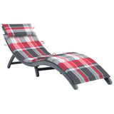 vidaXL Sun Lounger with Cushion Solid Acacia Wood Grey