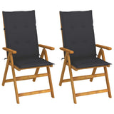 vidaXL Garden Chairs 2 pcs adjustable with cushions solid acacia wood