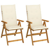 vidaXL Garden Chairs 2 pcs adjustable with cushions solid acacia wood