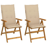 vidaXL Garden Chairs 2 pcs adjustable with cushions solid acacia wood