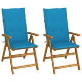 vidaXL Garden Chairs 2 pcs adjustable with cushions solid acacia wood