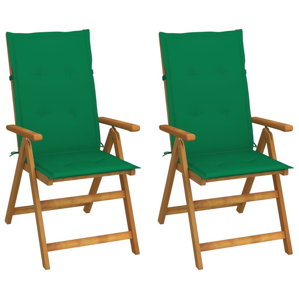 vidaXL Garden Chairs 2 pcs adjustable with cushions solid acacia wood