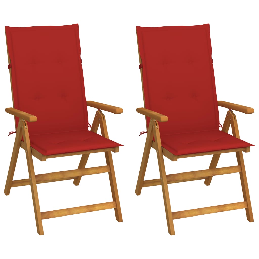 vidaXL Garden Chairs 2 pcs adjustable with cushions solid acacia wood