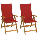 vidaXL Garden Chairs 2 pcs adjustable with cushions solid acacia wood