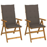 vidaXL Garden Chairs 2 pcs adjustable with cushions solid acacia wood
