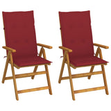 vidaXL Garden Chairs 2 pcs adjustable with cushions solid acacia wood