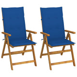 vidaXL Garden Chairs 2 pcs adjustable with cushions solid acacia wood