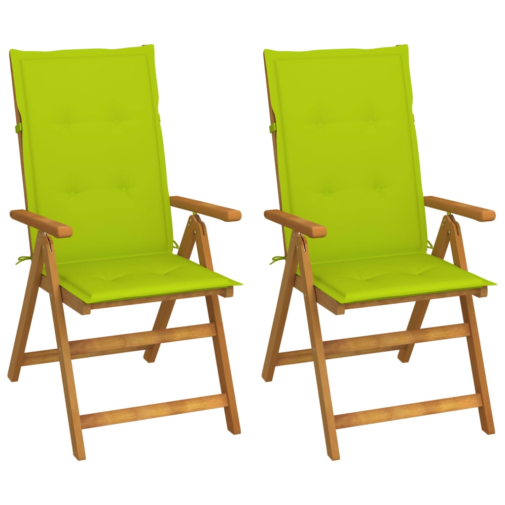 vidaXL Garden Chairs 2 pcs adjustable with cushions solid acacia wood